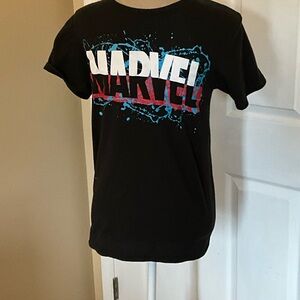 Marvel Black Tee with Red and Blue Splash
